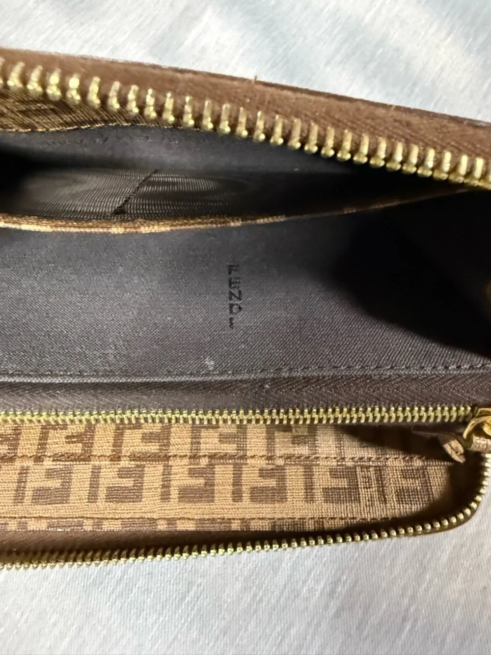 Fendi Brown Monogram Zip Wallet with Gold-Tone Logo Pull - Picture 6 of 6